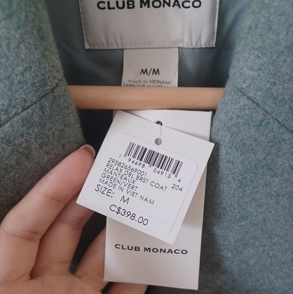 ⛔️SOLD⛔️🆕️NWT Club Monaco Double Breasted Wool Blend Coat in 'Green' - Picture 8 of 13